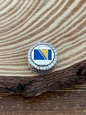 Pandora Bosnia and Herzegovina Flag Bead Charm S925 Silver Charm